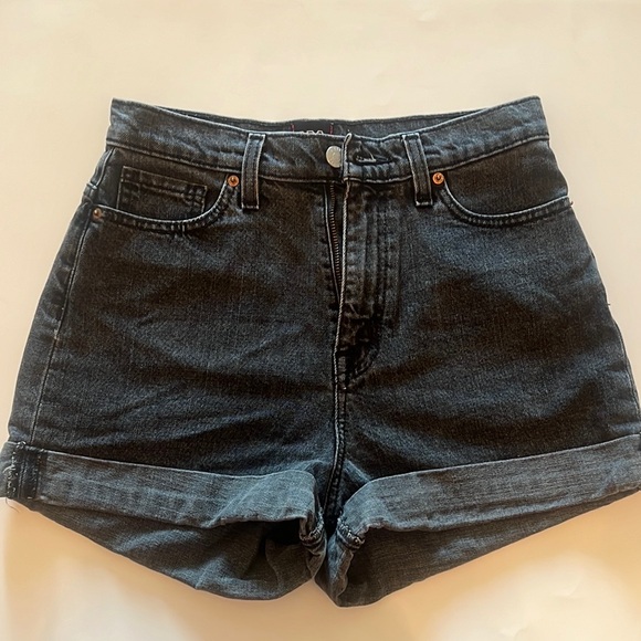 BDG Black Jean Shorts High-Waisted Cuffed Hem - Picture 1 of 3